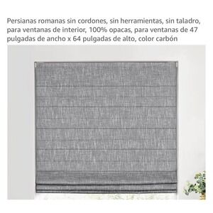 NN Cordless Roman Shade Fabric Opaque Drew Charcoal 47 x 64 in